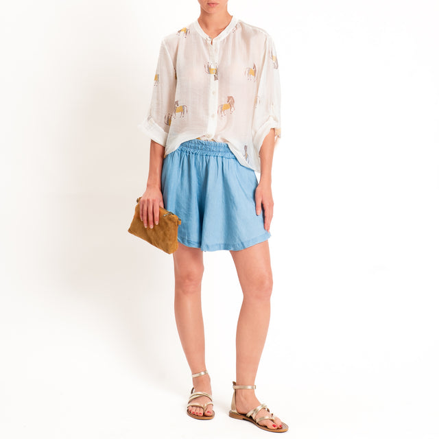 Tensione in-Shorts chambray elastico in vita - denim