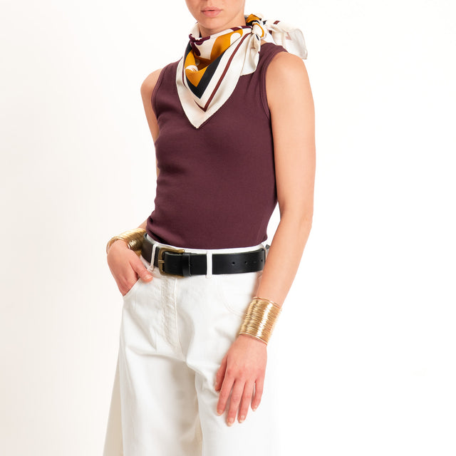 Tensione in-Foulard fantasia - burro/vino/senape