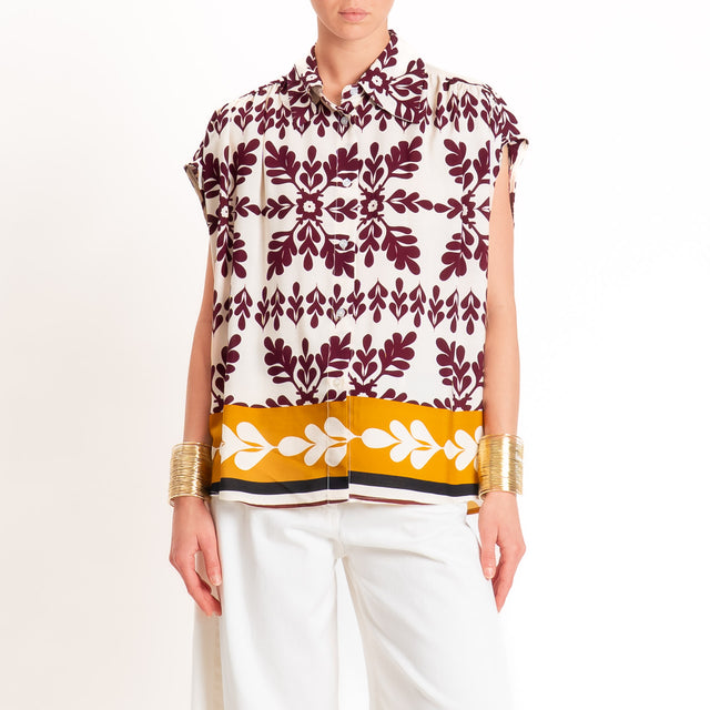 Tensione in-Camicia smanicata fantasia - burro/vino/senape