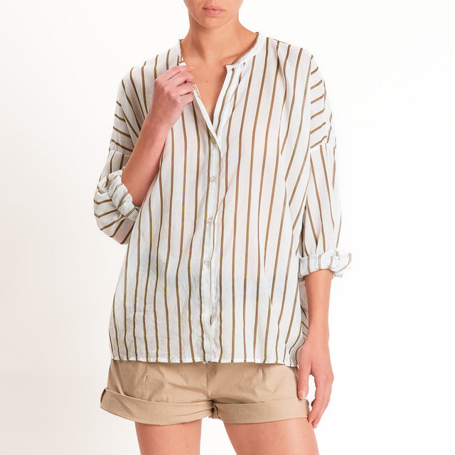 Tensione in-Camicia mussola a righe - panna/choco