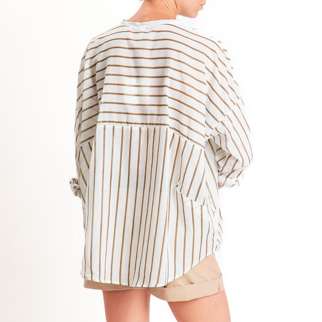 Tensione in-Camicia mussola a righe - panna/choco