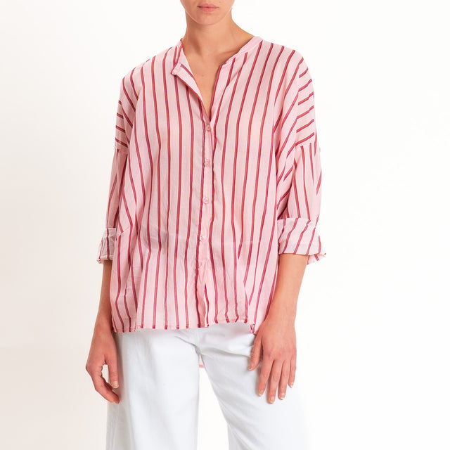 Tensione in-Camicia mussola a righe - rosa/fucsia