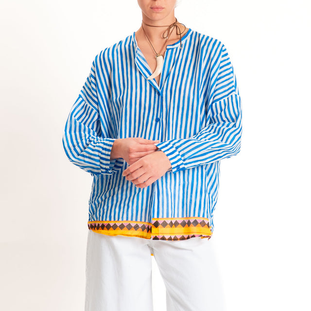 Tensione in-Camicia mussola righe - latte/royal