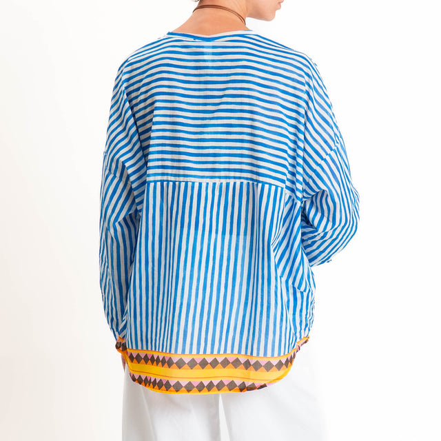 Tensione in-Camicia mussola righe - latte/royal