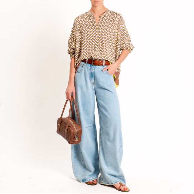 Tensione in-Camicia fantasia geometrica - choco/lime