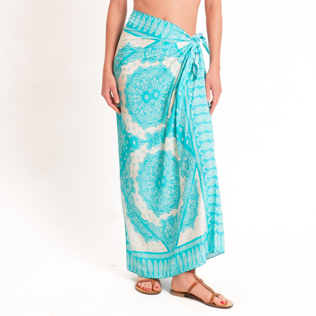Tensione in-Gonna pareo fantasia bandana - turchese/latte