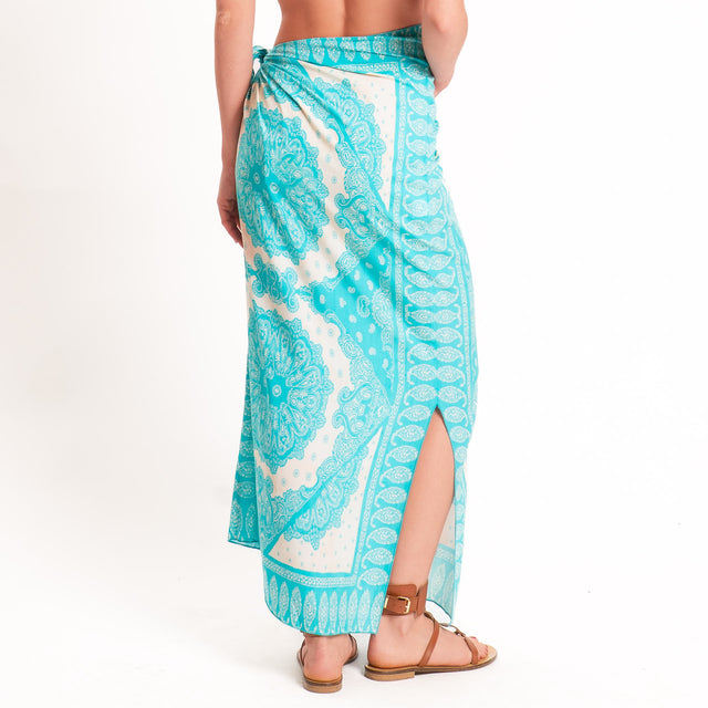Tensione in-Gonna pareo fantasia bandana - turchese/latte