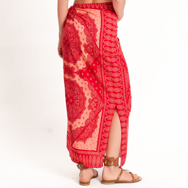 Tensione in-Gonna pareo fantasia bandana - fucsia/arancio