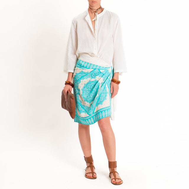 Tensione in-Gonna corta pareo fantasia bandana - turchese/latte