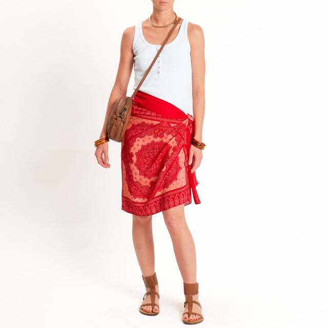 Tensione in-Gonna corta pareo fantasia bandana - fucsia/arancio
