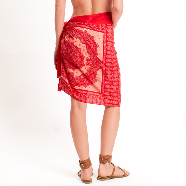 Tensione in-Gonna corta pareo fantasia bandana - fucsia/arancio