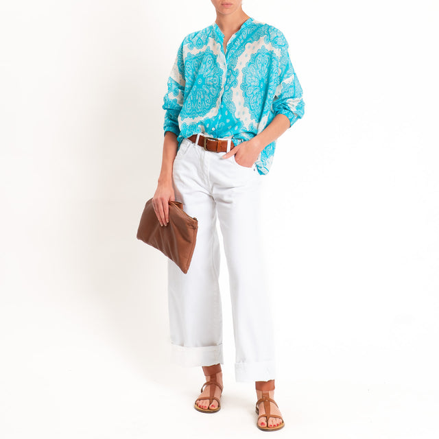 Tensione in-Camicia mussola fantasia bandana - turchese/latte