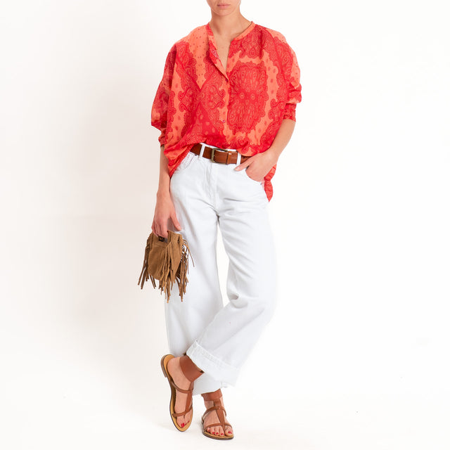 Tensione in-Camicia mussola fantasia bandana - fucsia/arancio