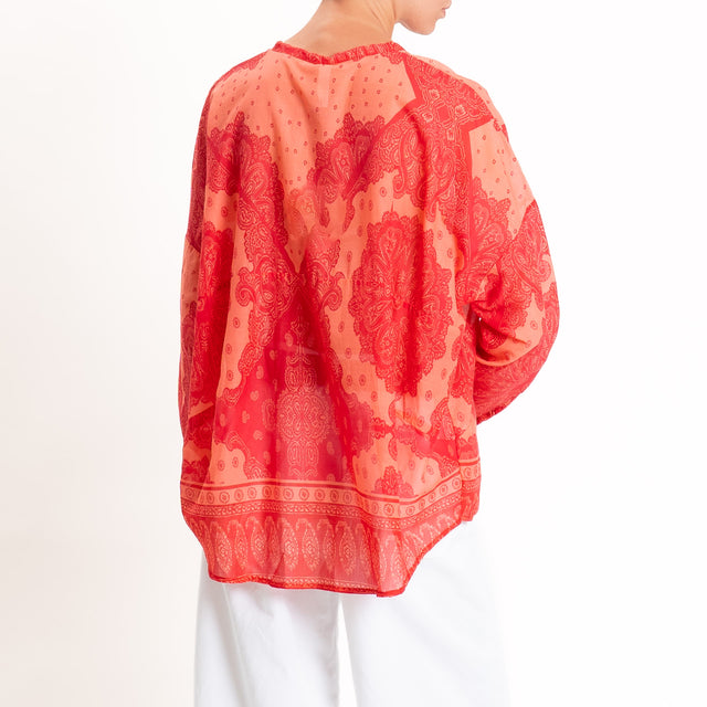 Tensione in-Camicia mussola fantasia bandana - fucsia/arancio