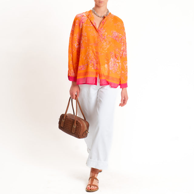 Tensione in-Camicia fantasia toile de jouy - arancione/malva