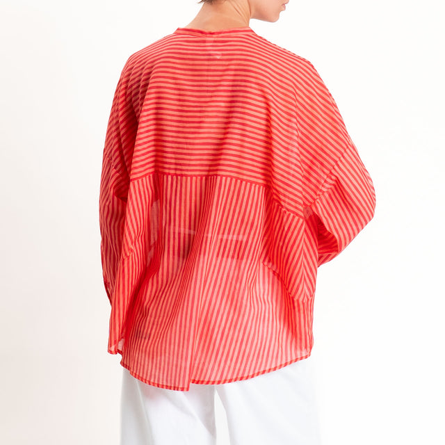 Tensione in-Camicia mussola a righe - fucsia/arancio