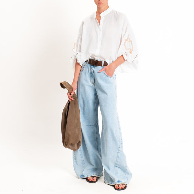 Tensione in-Camicia mussola manica palloncino con - bianco/beige