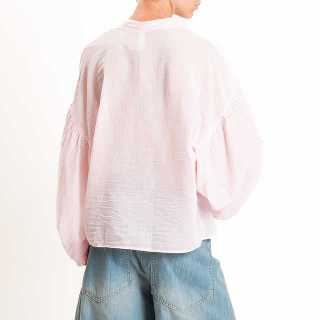 Tensione in-Camicia mussola manica palloncino con ricami - rosa/fucsia