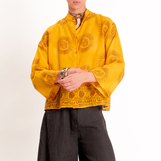 Tensione in-Camicia mussola fantasia sole - giallo