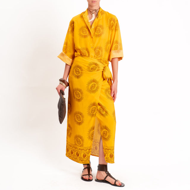 Tensione in-Camicia mussola fantasia sole - giallo