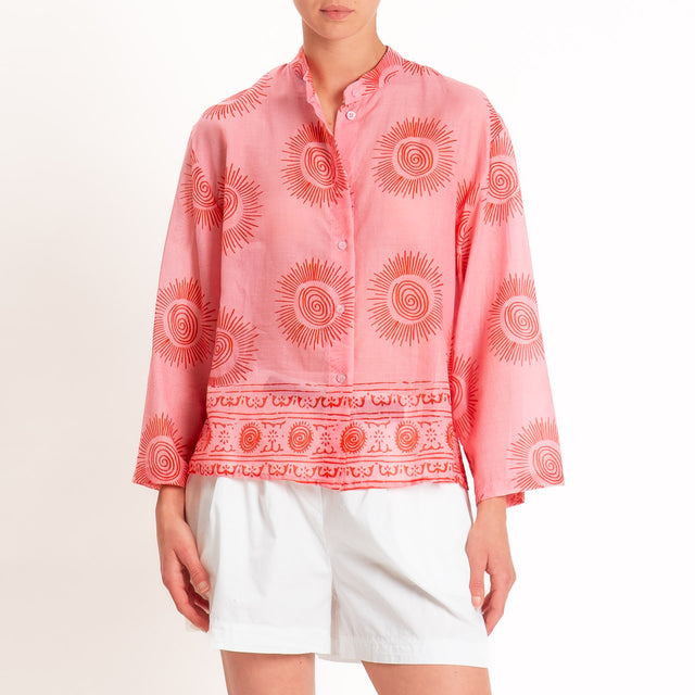 Tensione in-Camicia mussola fantasia sole - rosa