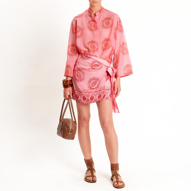 Tensione in-Camicia mussola fantasia sole - rosa