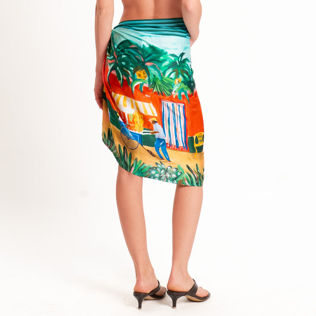 Tensione in-Gonna pareo fantasia - acqua/orange/verde