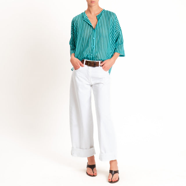 Tensione in-Camicia mussola a righe - acqua/verde