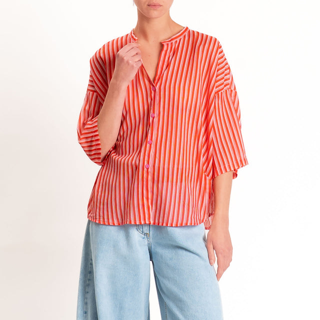 Tensione in-Camicia mussola a righe - rosa/rosso