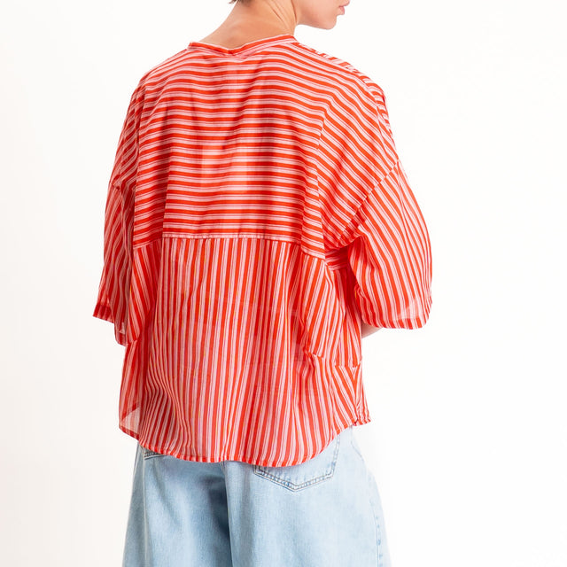Tensione in-Camicia mussola a righe - rosa/rosso