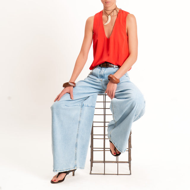 Tensione in-Top scollo U - corallo