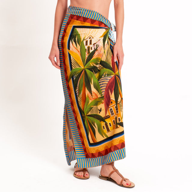 Tensione in-Gonna pareo fantasia - sand/olive/peach
