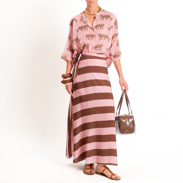 Tensione in-Camicia mussola fantasia tigri - rosa/moro