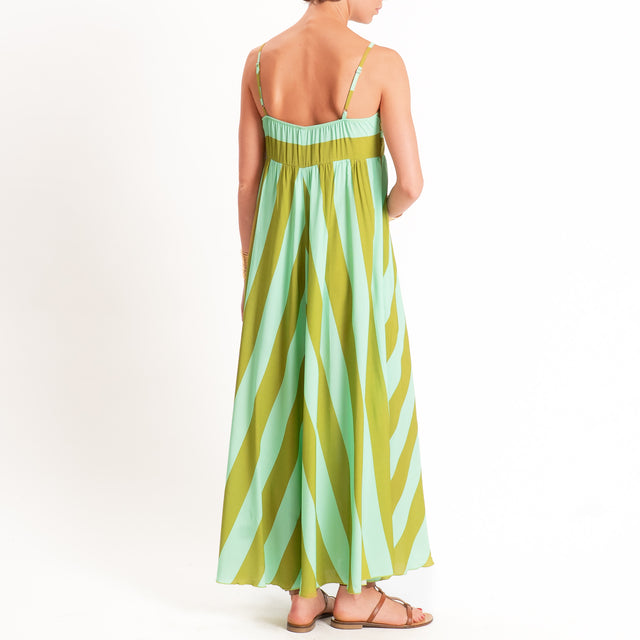 Tensione in-Abito righe bretelle regolabili - acqua/olive