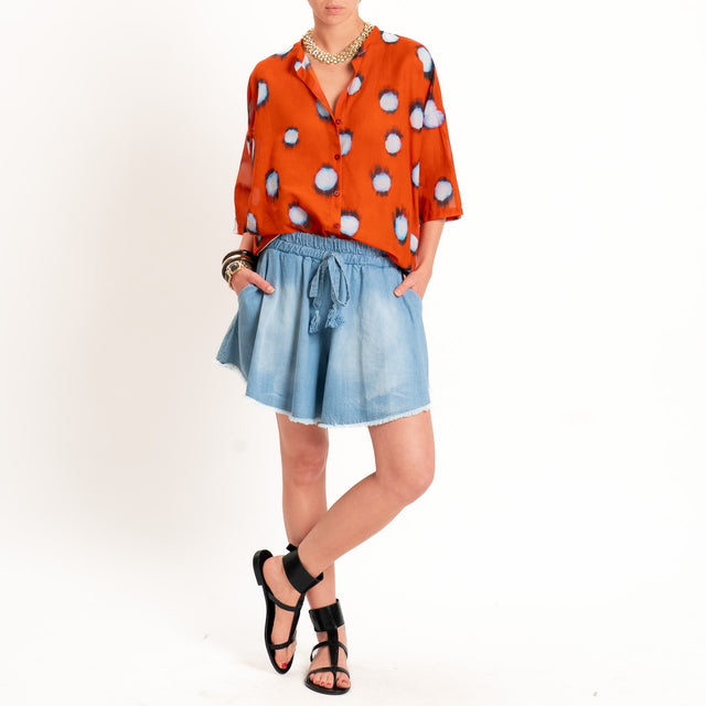 Tensione in-Camicia mussola fantasia - arancio/sky