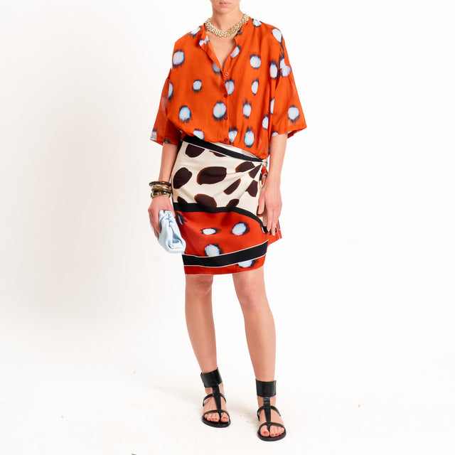 Tensione in-Camicia mussola fantasia - arancio/sky