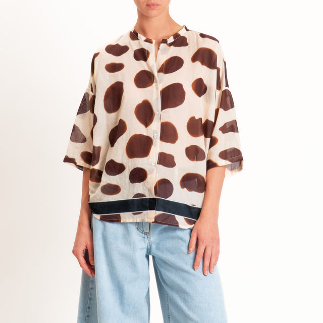 Tensione in-Camicia mussola fantasia - beige/moro