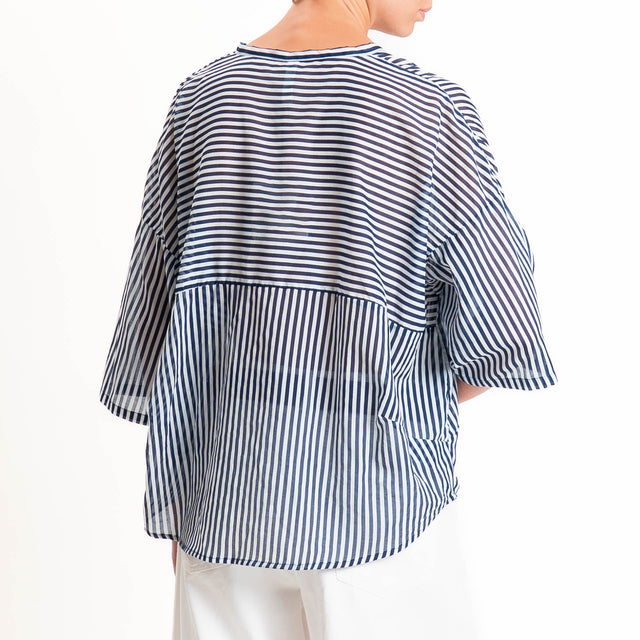 Tensione in-Camicia mussola a righe - blu/latte