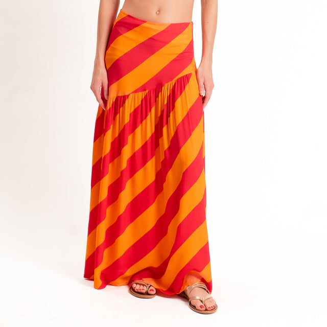 Tensione in- Gonna a righe - arancio/india