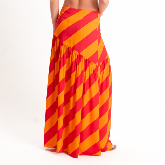 Tensione in- Gonna a righe - arancio/india