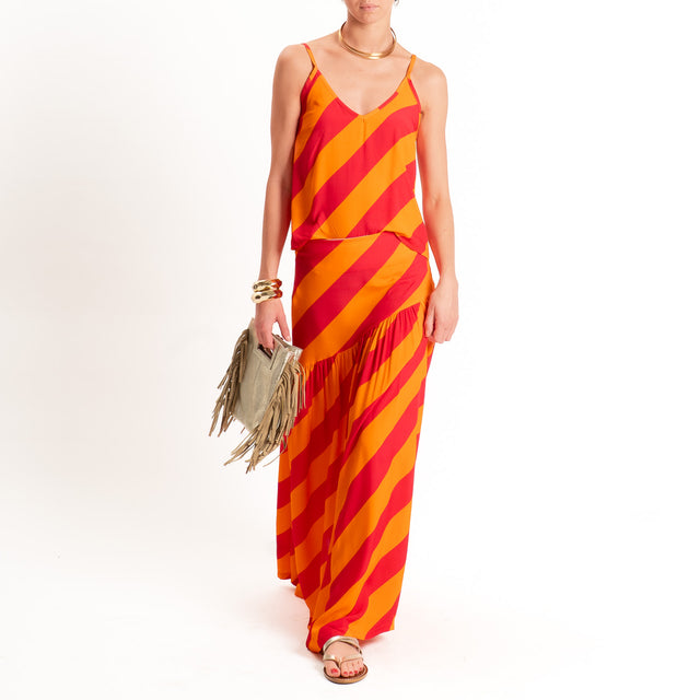 Tensione in- Gonna a righe - arancio/india
