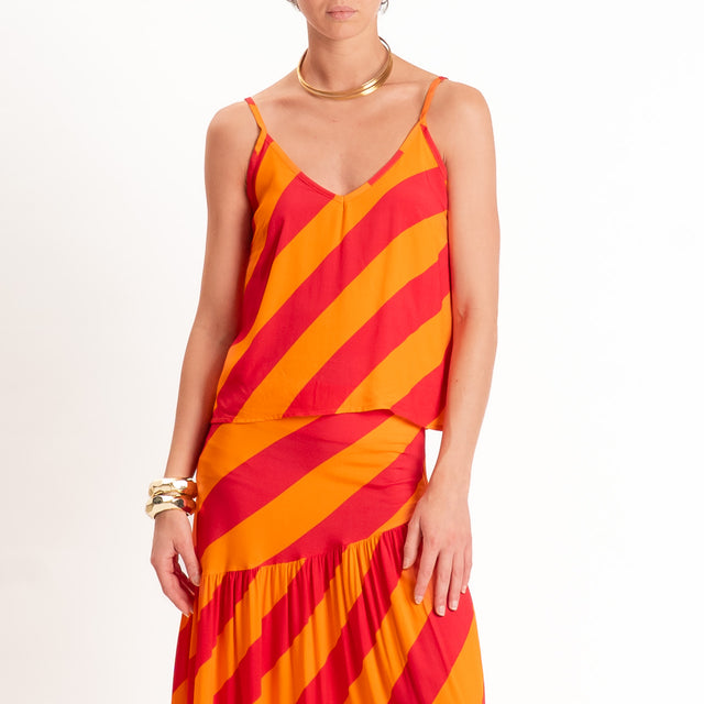 Tensione in-Top a righe bretelle regolabili - arancio/india