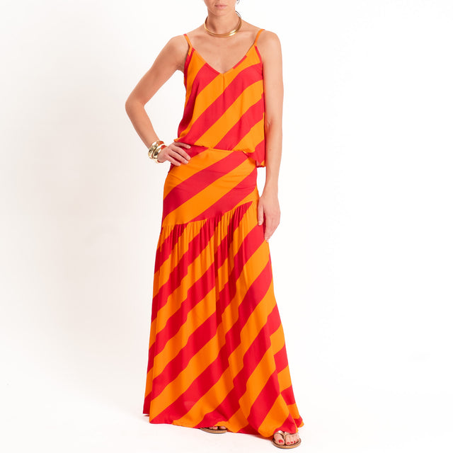 Tensione in-Top a righe bretelle regolabili - arancio/india