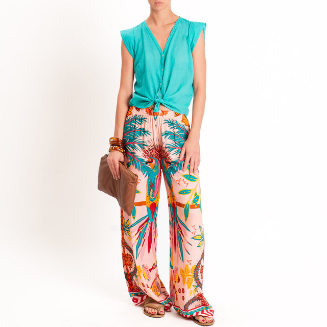 Tensione in-Pantalone fantasia tropicale - rosa/orange/verde