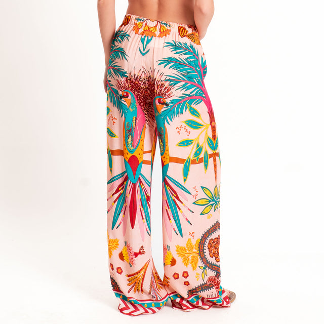 Tensione in-Pantalone fantasia tropicale - rosa/orange/verde