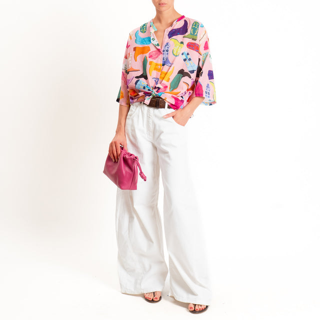 Tensione in-Camicia mussola fantasia texani - rosa/fucsia/azzurro