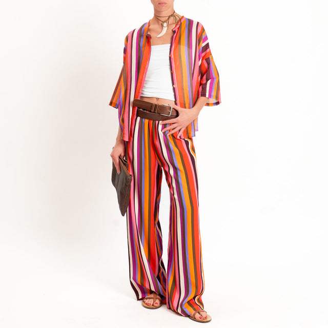 Tensione in-Pantalone a righe elastico in vita - multicolor