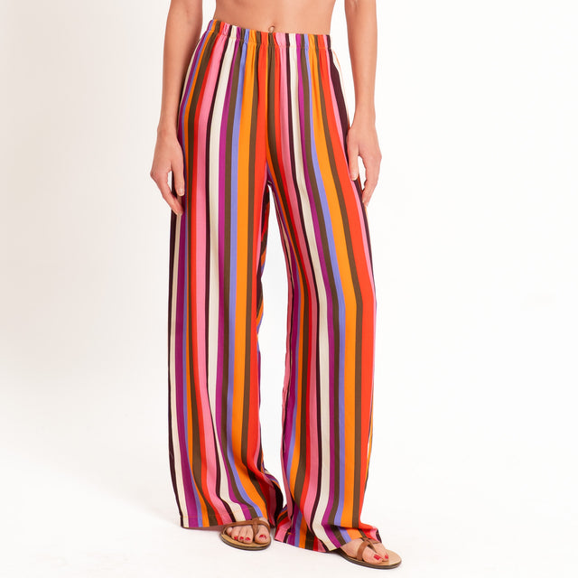 Tensione in-Pantalone a righe elastico in vita - multicolor