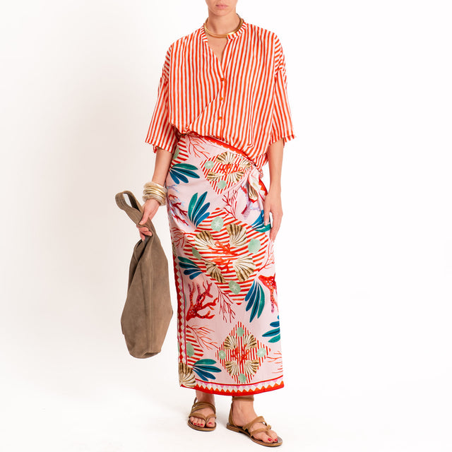 Tensione in-Gonna pareo fantasia conchiglie - rosa/sand/red