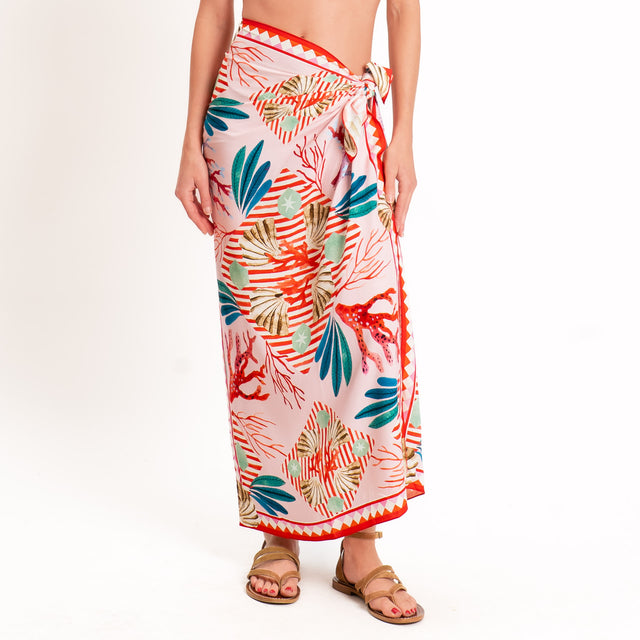 Tensione in-Gonna pareo fantasia conchiglie - rosa/sand/red